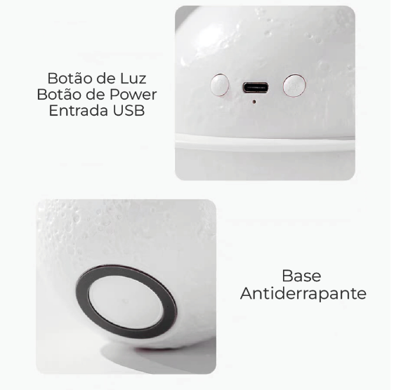 Umidificador e Luminária LuaSaturn 3D